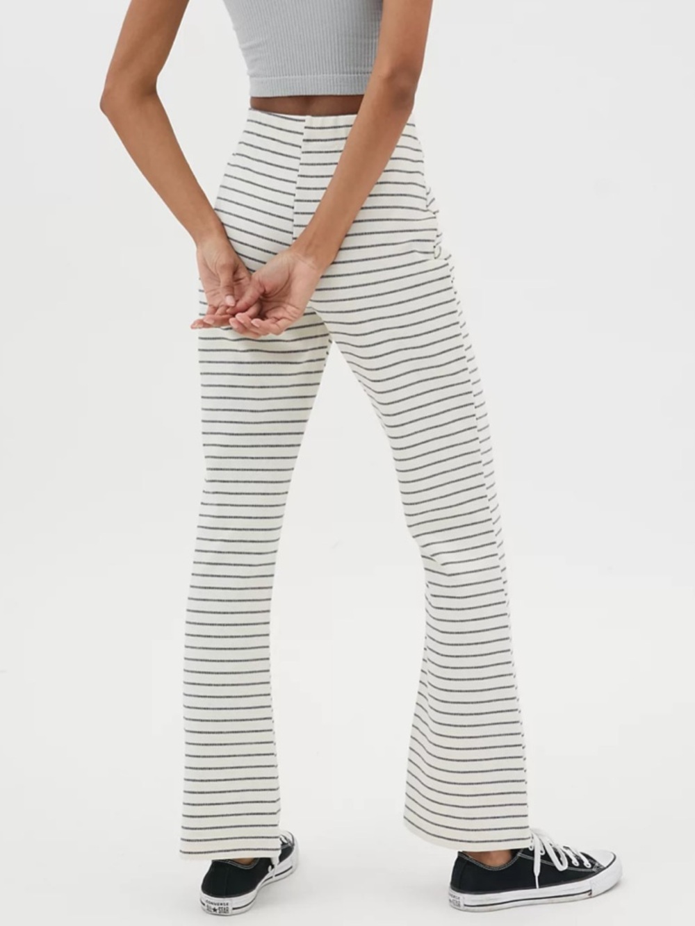 Urban Outfitters Cream & Black Striped Naomi Flare Knit Pants Medium NWT - Picture 2 of 9